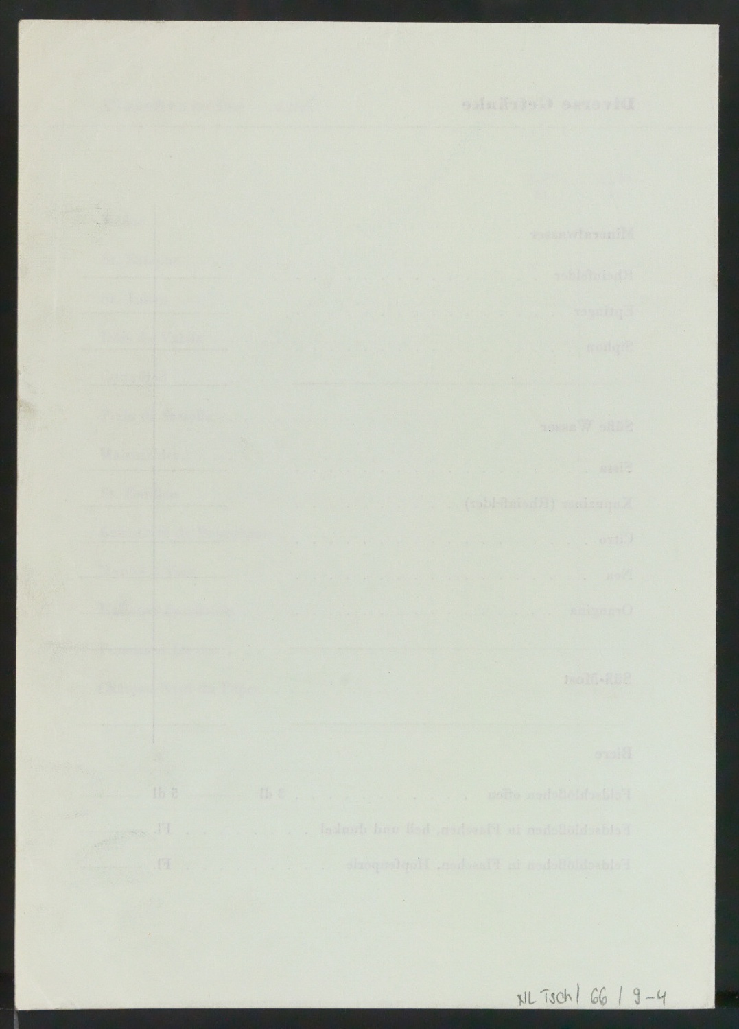 Probedruck von Wein-Karte Gasthaus zum Rössli Augst — Blatt 5