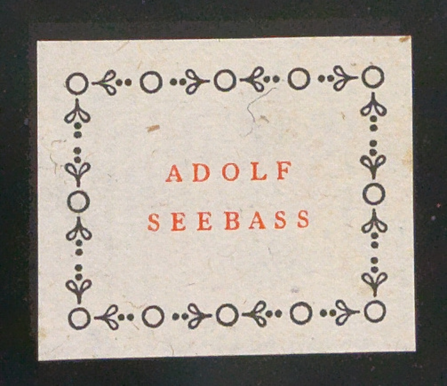 Probedruck von Exlibris für Adolf Seebass — Blatt 1