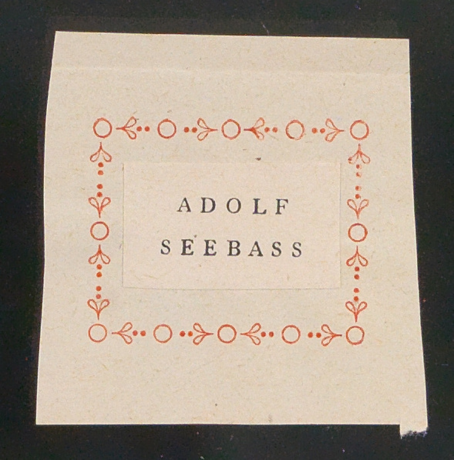 Probedruck von Exlibris für Adolf Seebass — Blatt 3