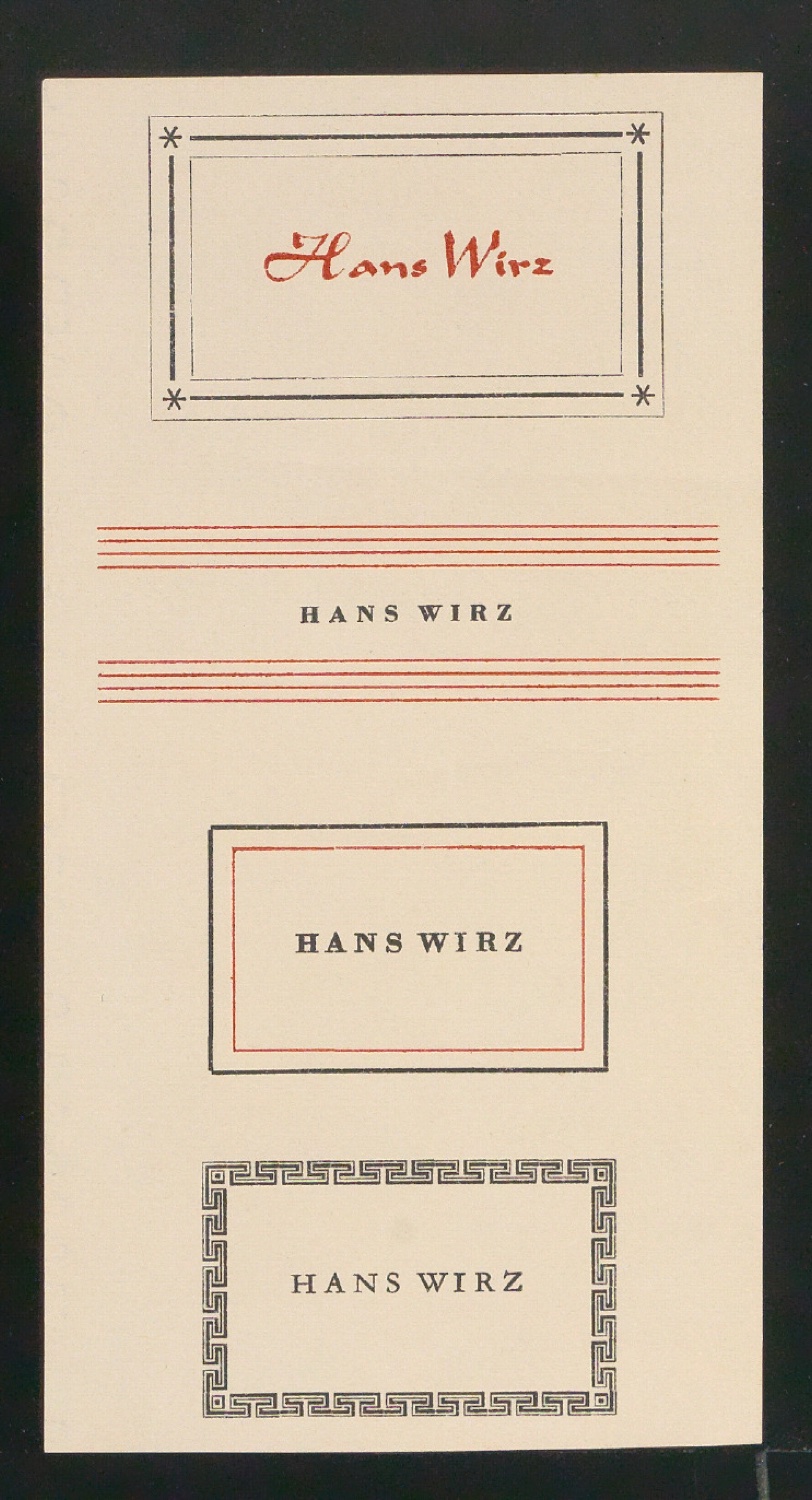 Probedrucke von Exlibris für Hans Wirz — Blatt 3