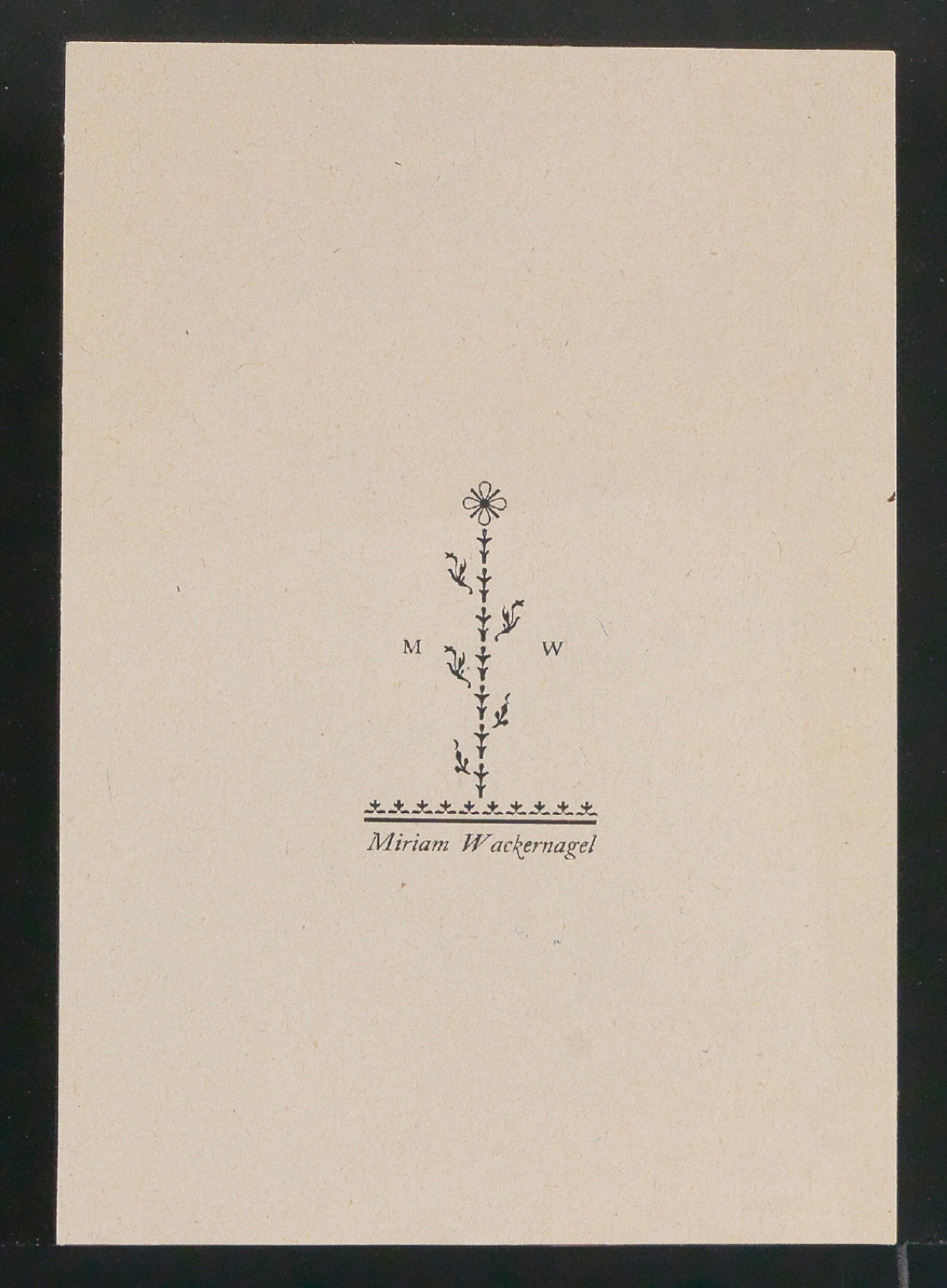 Probedruck von Exlibris für Miriam Wackernagel — Blatt 1