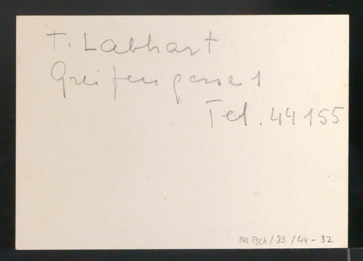 Visitenkarten für Jan Tschichold Künstlerischer Leiter bei Benno Schwabe & Co — Blatt 2