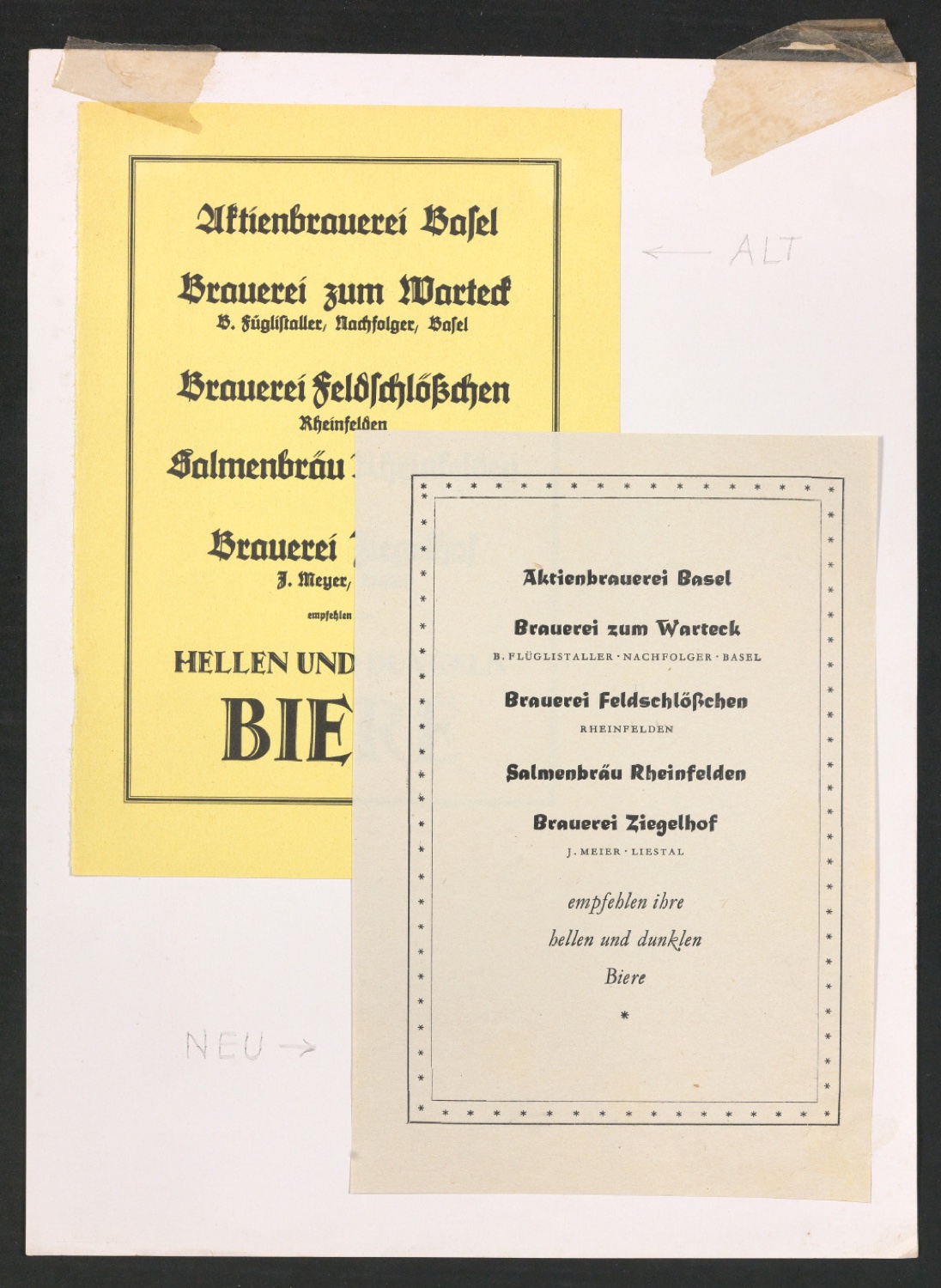 Montierte Anzeigen von fünf Brauereien — Blatt 2