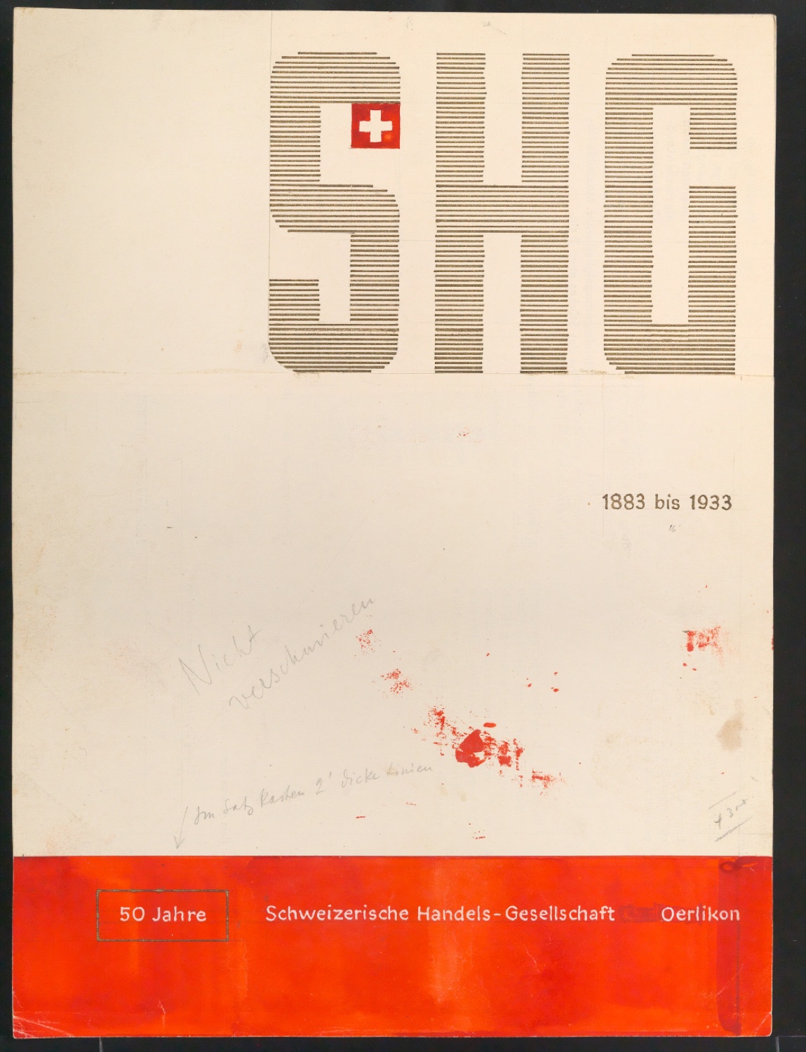 Entwürfe für Reklameblatt 50 Jahre Schweizerische Handelsgesellschaft Oerlikon — Blatt 3