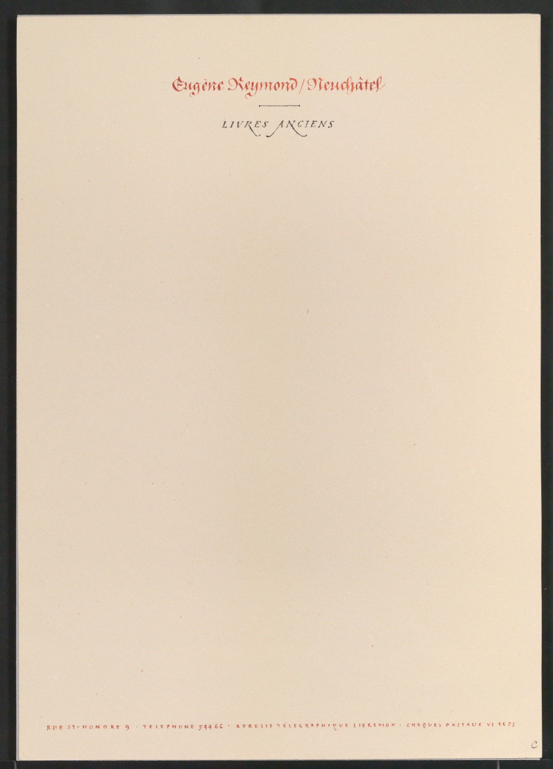 Entwürfe und Belegexemplar Briefbogen für Eugène Reymond — Blatt 1