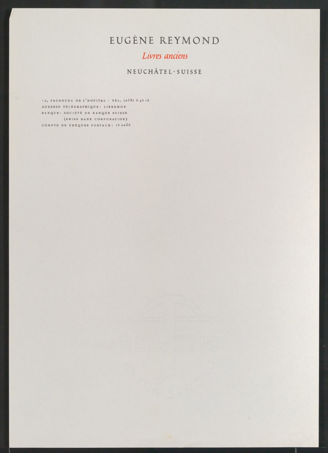 Entwürfe und Belegexemplar Briefbogen für Eugène Reymond — Blatt 13