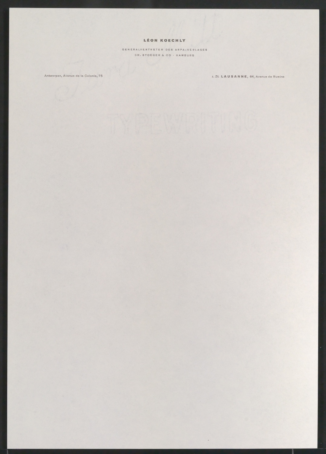 Briefbogen für Léon Koechly — Blatt 1