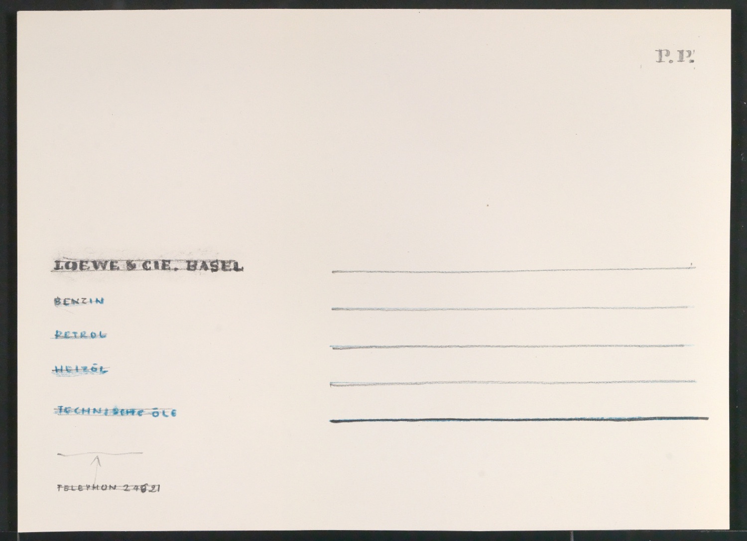 Skizzierter Entwurf für einen Briefumschlag von Loewe & Cie — Blatt 1