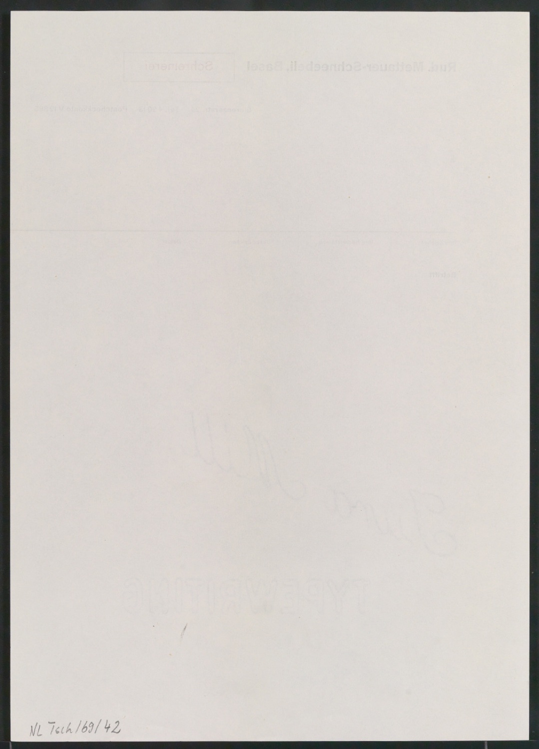 Briefbogen für Rud. Mettauer-Schneebeli, Schreinerei — Blatt 2