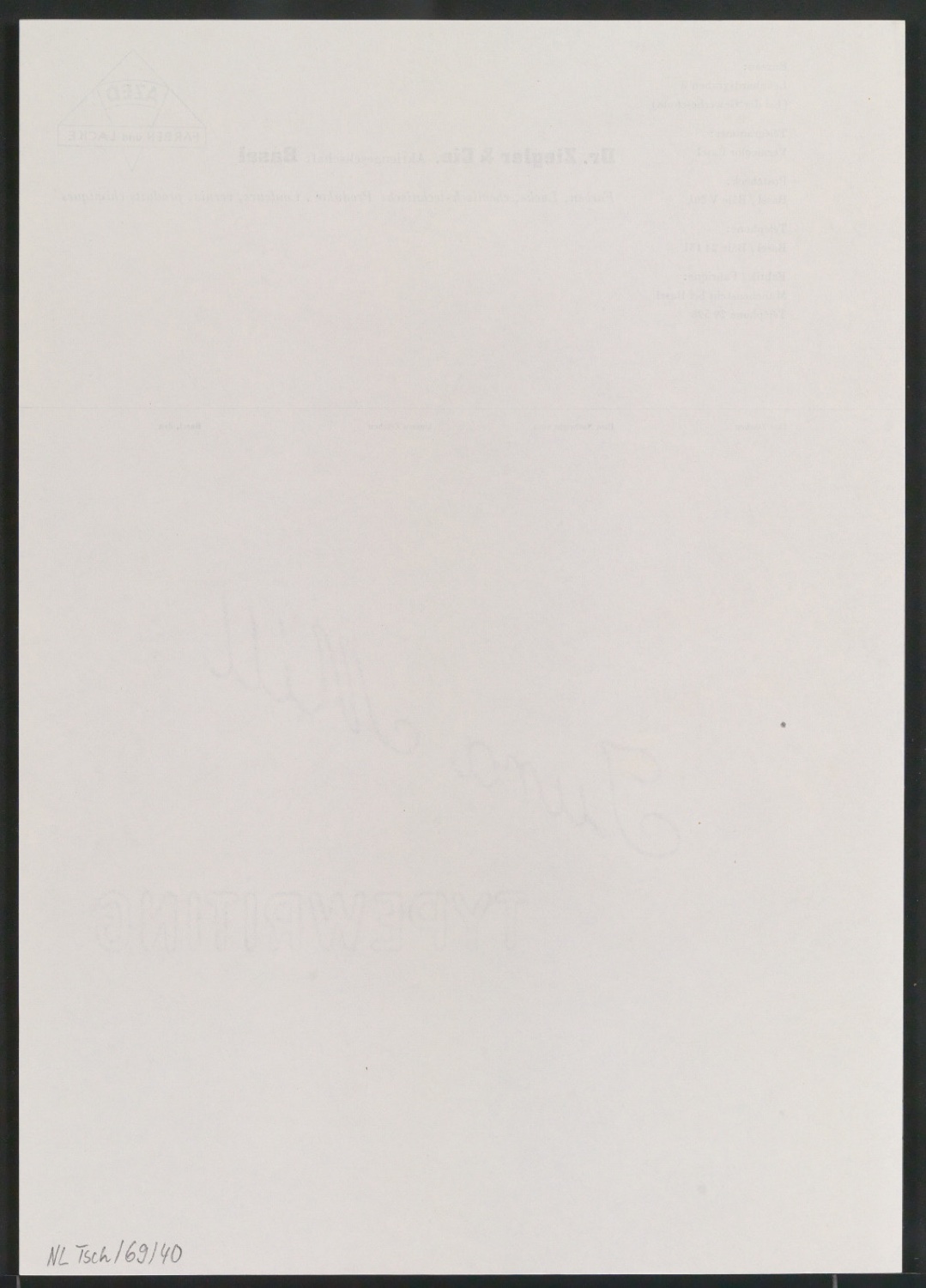 Briefbogen für Dr. Ziegler & Cie. Aktiengesellschaft — Blatt 2