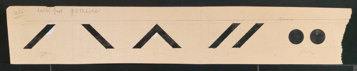 Mappe mit Entwurfszeichnungen Uhertype Halbfette Standard-Grotesk — Blatt 83