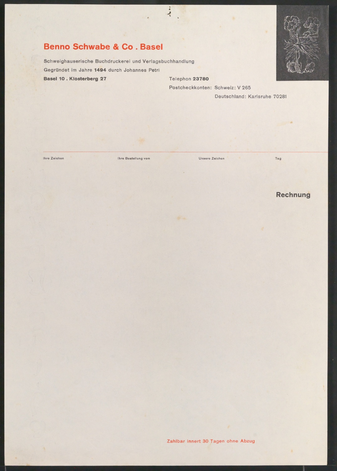 Briefbögen und Briefumschläge für Benno Schwabe & Co — Blatt 3