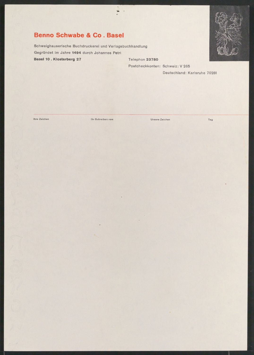 Briefbögen und Briefumschläge für Benno Schwabe & Co — Blatt 9