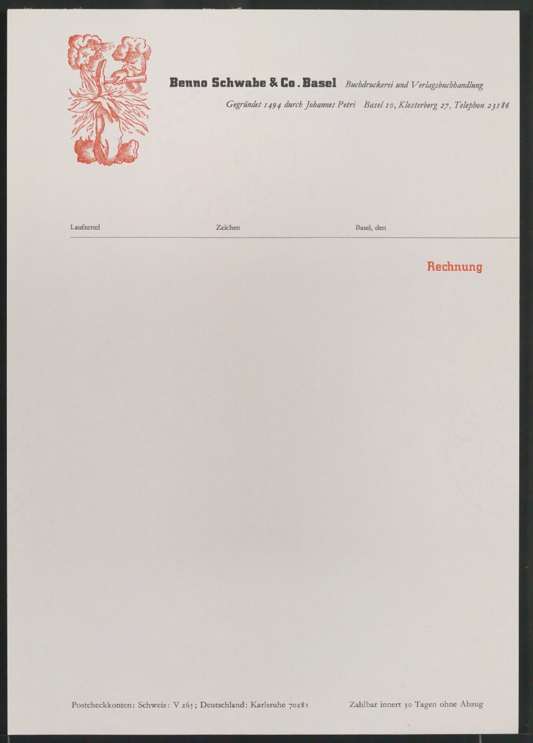Briefbögen und Briefumschläge für Benno Schwabe & Co — Blatt 23