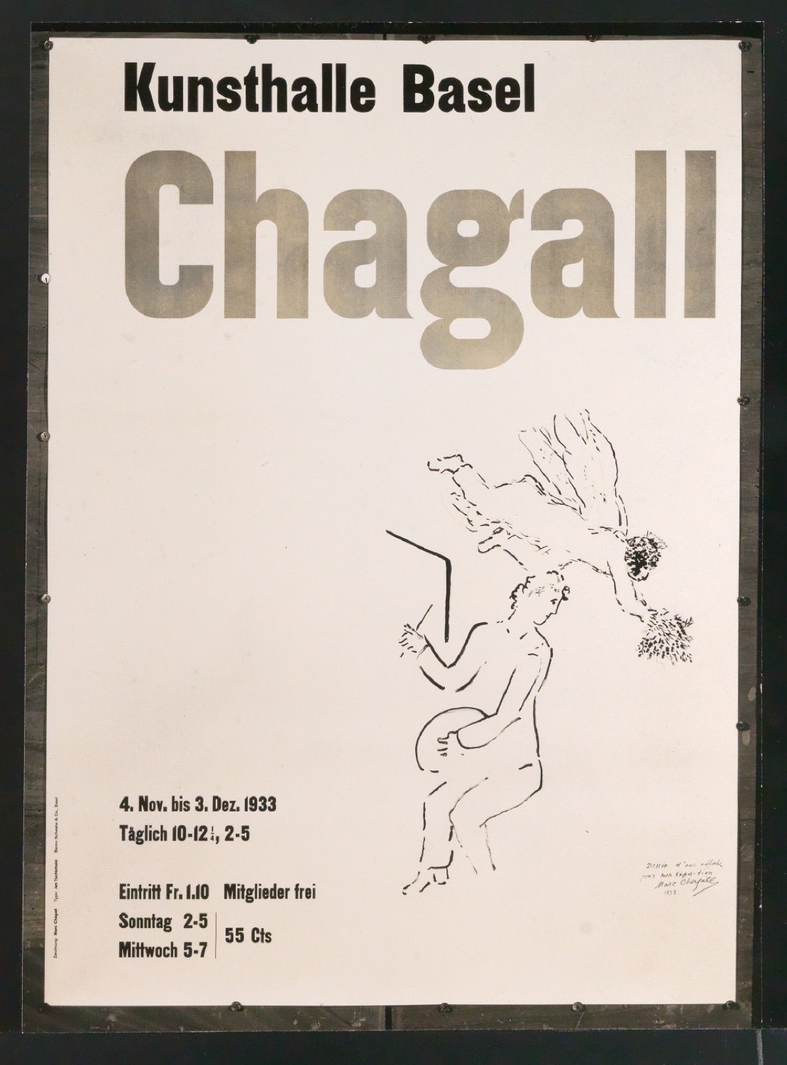 Verkleinertes Fotorepro von Plakat Kunsthalle Basel Chagall — Blatt 1