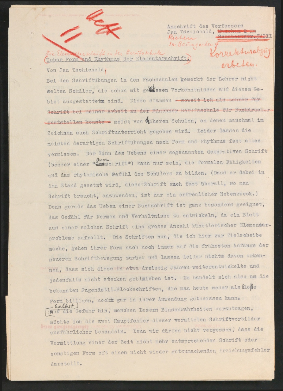 Elemtentarschrift in der Berufsschule — Blatt 1