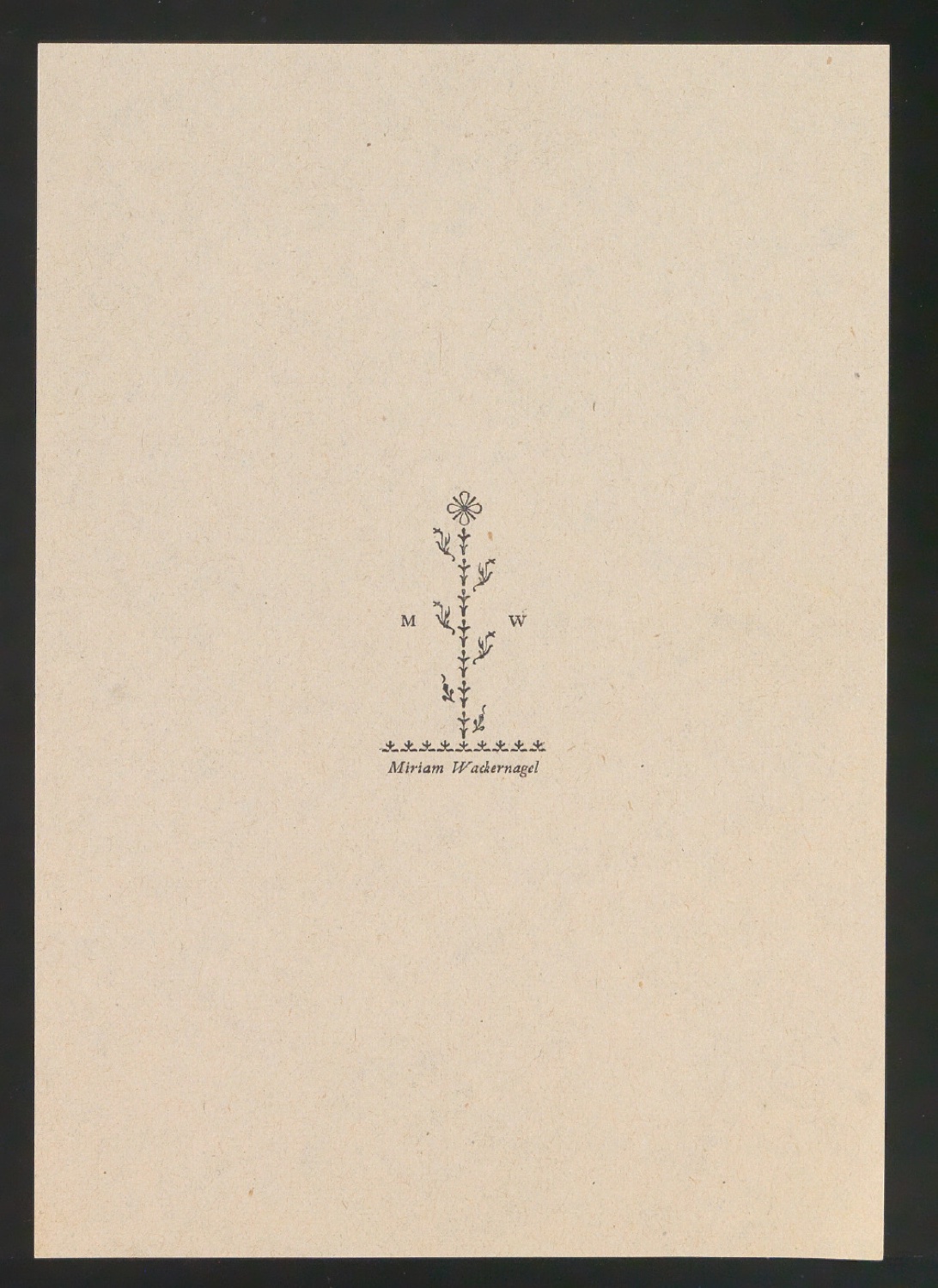 Probedruck eines Exlibris für Miriam Wackernagel — Blatt 1