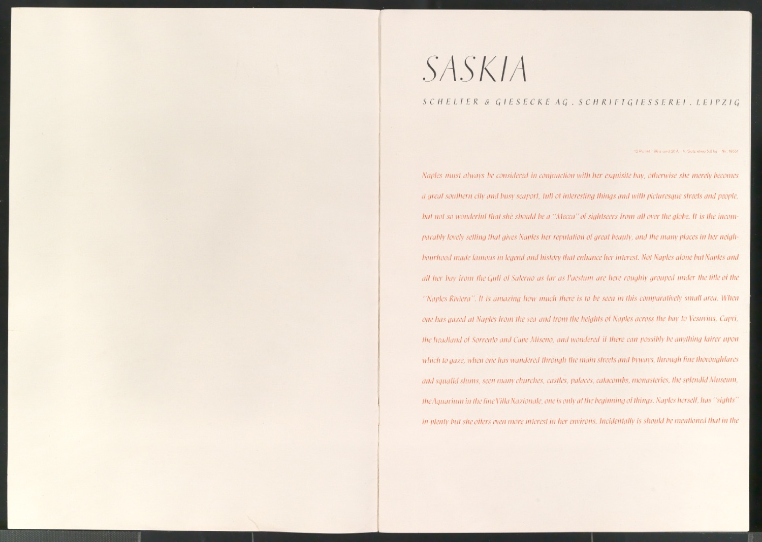 Schriftproben und Probedrucke der Saskia — Blatt 2