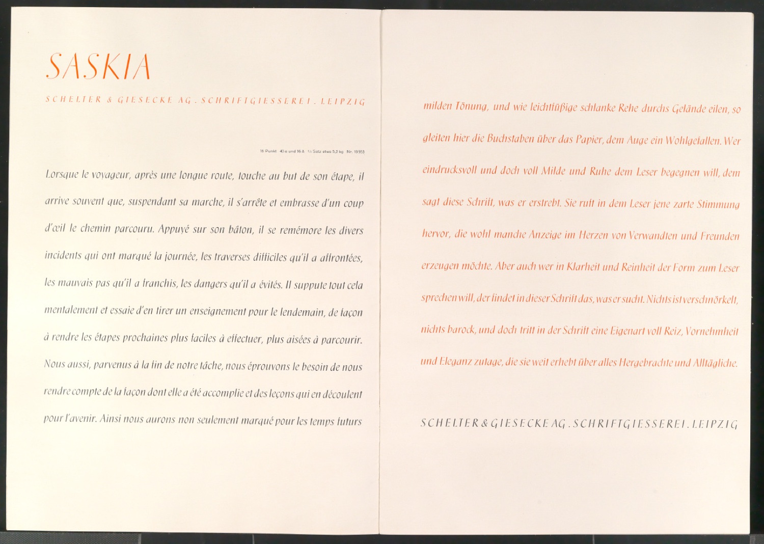 Schriftproben und Probedrucke der Saskia — Blatt 3