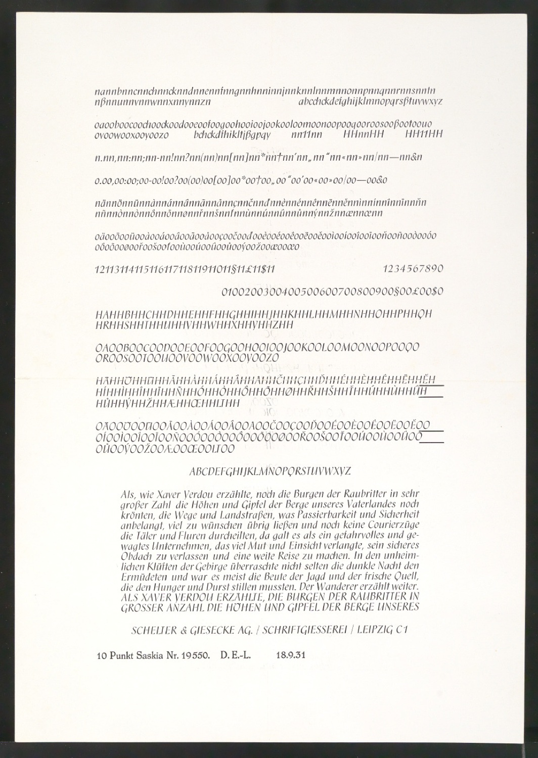 Schriftproben und Probedrucke der Saskia — Blatt 16