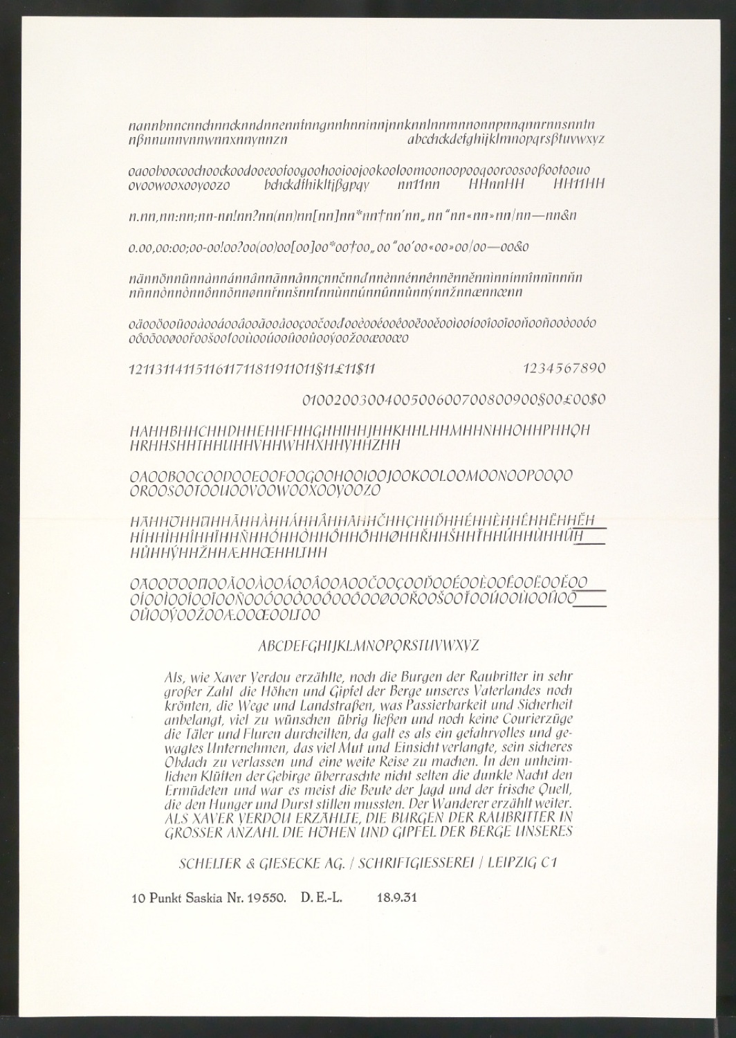 Schriftproben und Probedrucke der Saskia — Blatt 18