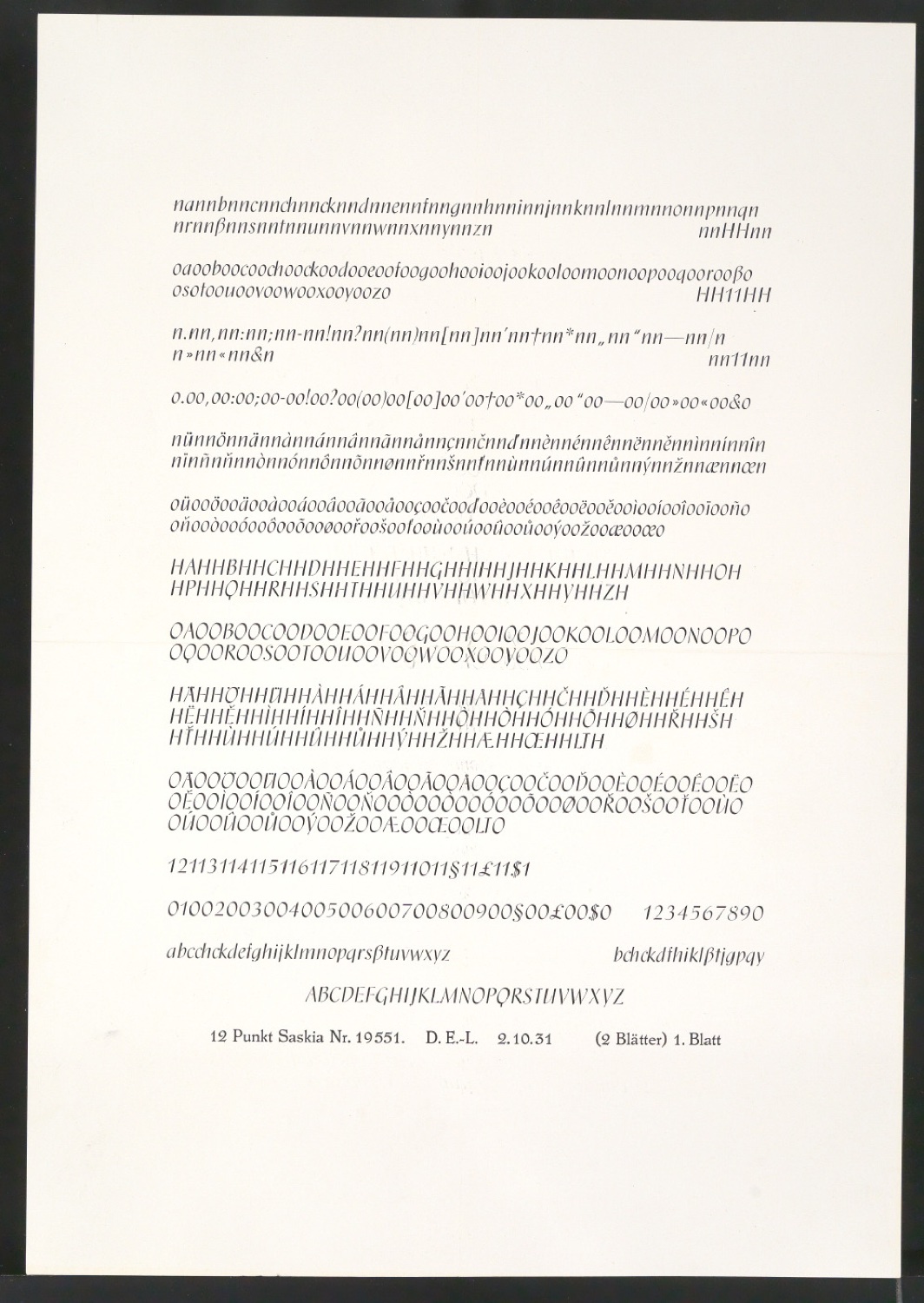 Schriftproben und Probedrucke der Saskia — Blatt 20