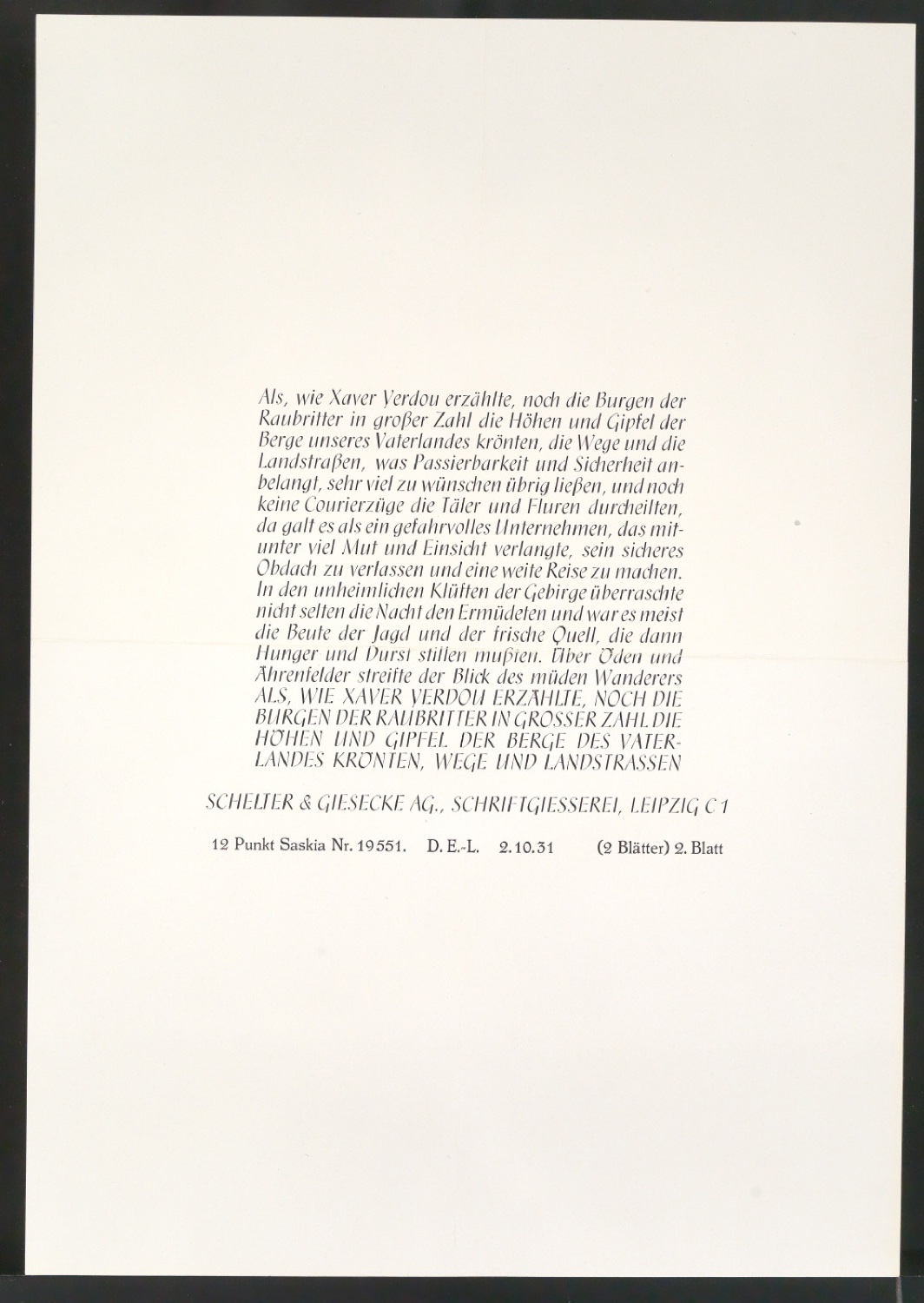 Schriftproben und Probedrucke der Saskia — Blatt 22