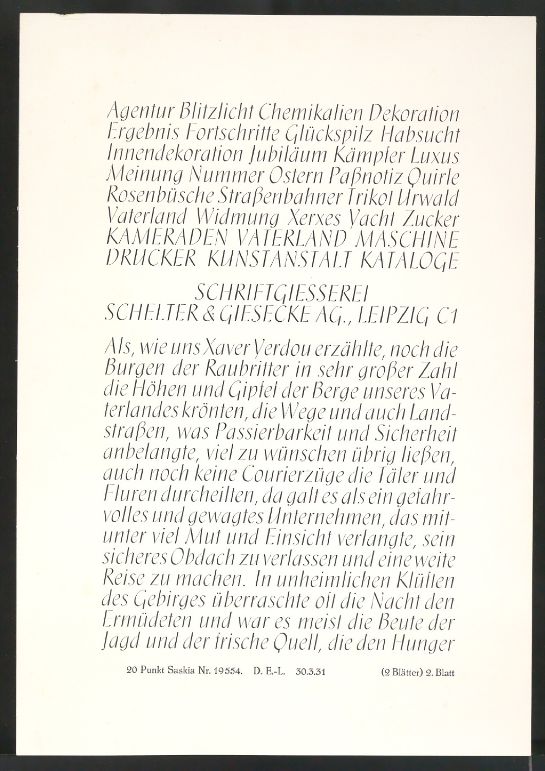 Schriftproben und Probedrucke der Saskia — Blatt 30