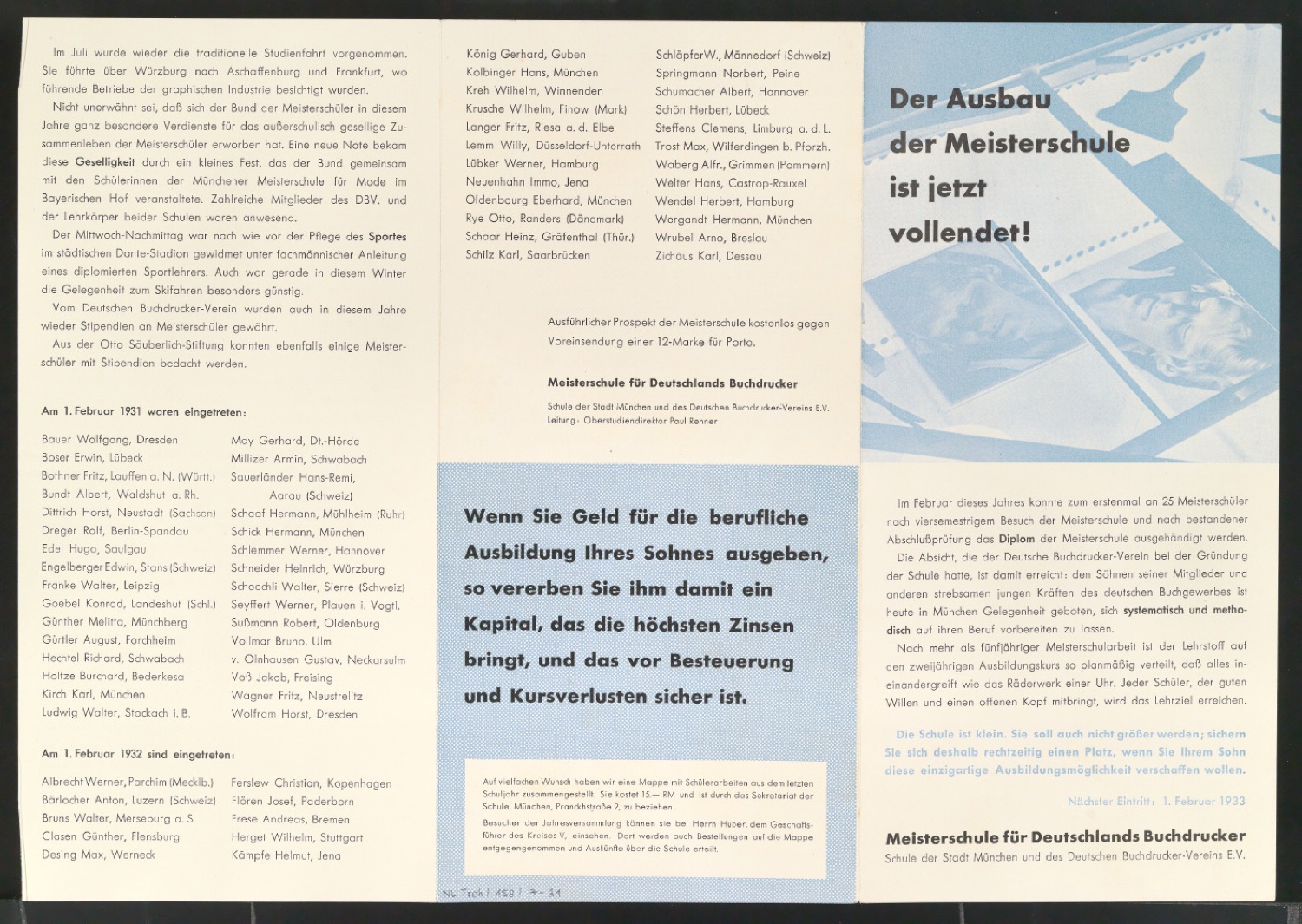 Der Ausbau der Meisterschule ist jetzt vollendet — Blatt 1
