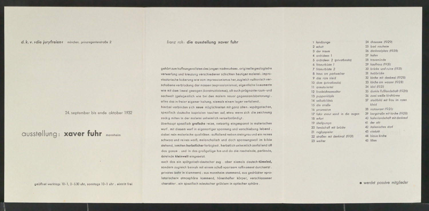 Programmheft für Künstlervereinigung Die Juryfreien — Blatt 3