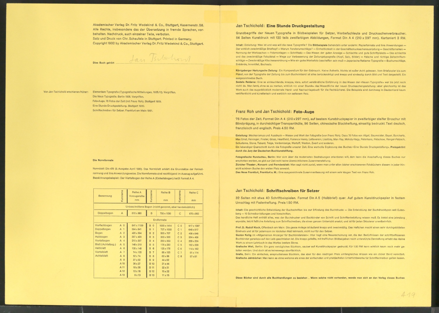 Probedrucke von Broschur für Typografische Entwurfstechnik — Blatt 5
