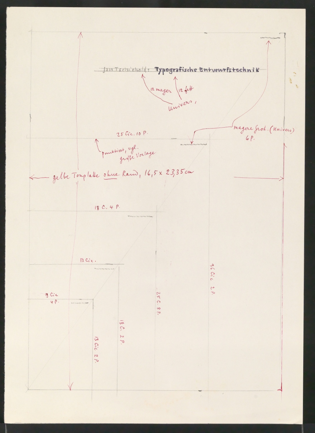 Entwurfsskizzen und Korrekturfahnen von Broschur für Typografische Entwurfstechnik — Blatt 3