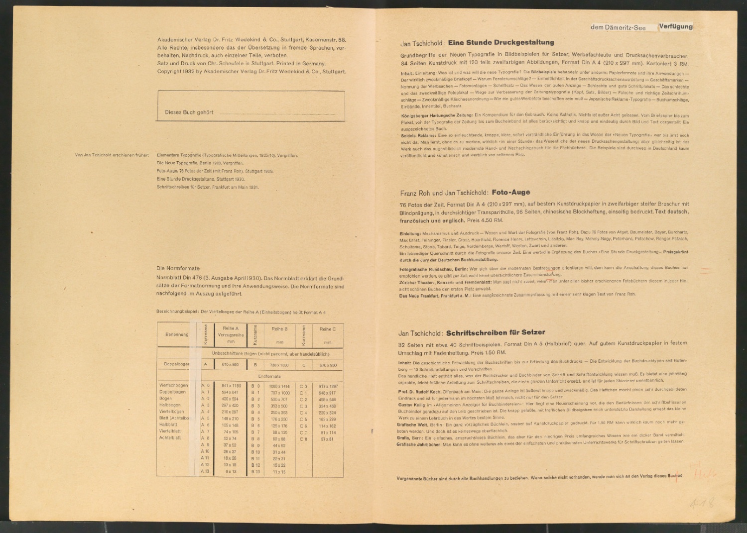 Entwurfsskizzen und Korrekturfahnen von Broschur für Typografische Entwurfstechnik — Blatt 6