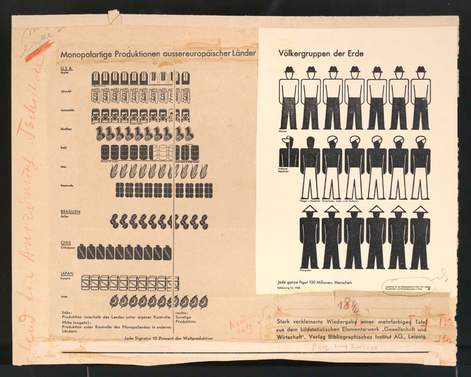 Entwurf für eine Illustration mit Abbildungen von Infografiken — Blatt 1