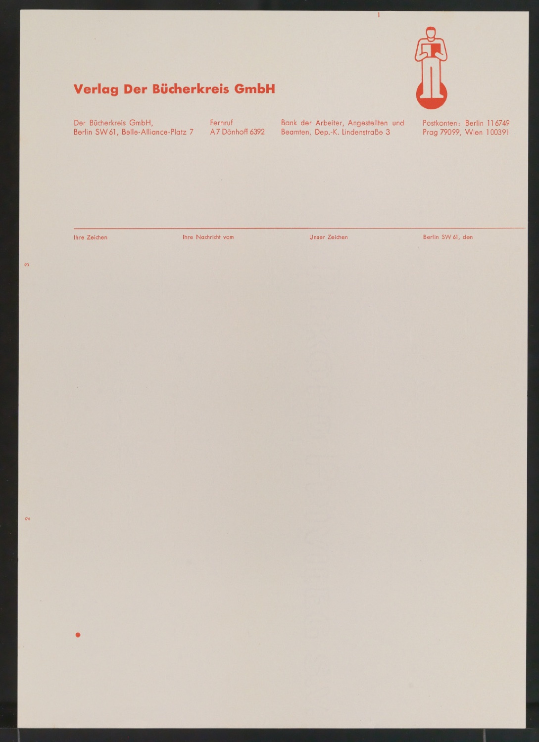Briefbogen für Verlag Der Bücherkreis GmbH — Blatt 1