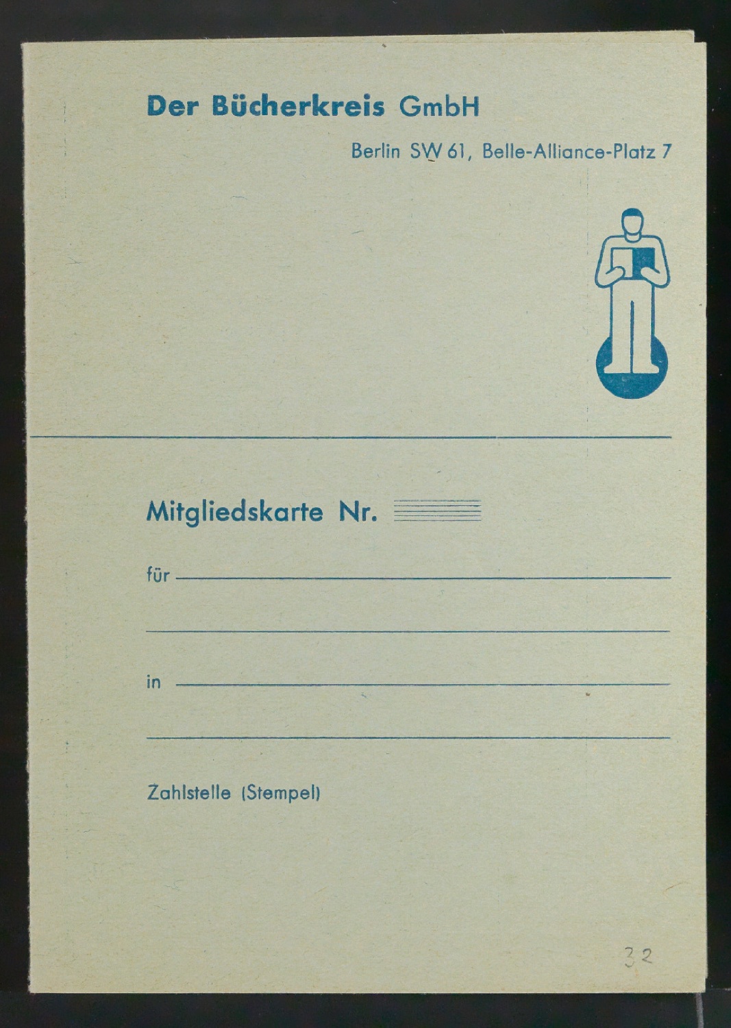 Mitgliedskarte für Der Bücherkreis GmbH — Blatt 1