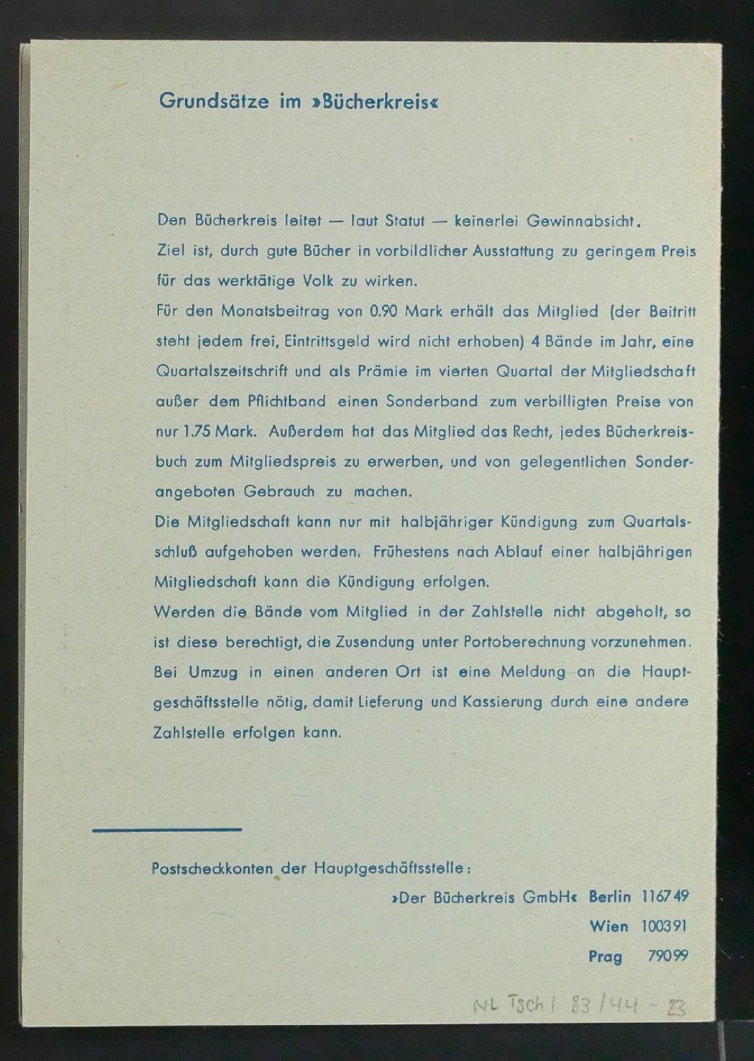 Mitgliedskarte für Der Bücherkreis GmbH — Blatt 6