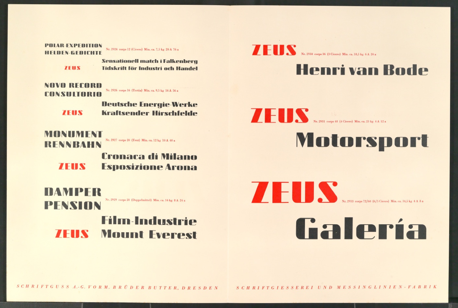 Schriftproben der Zeus — Blatt 6