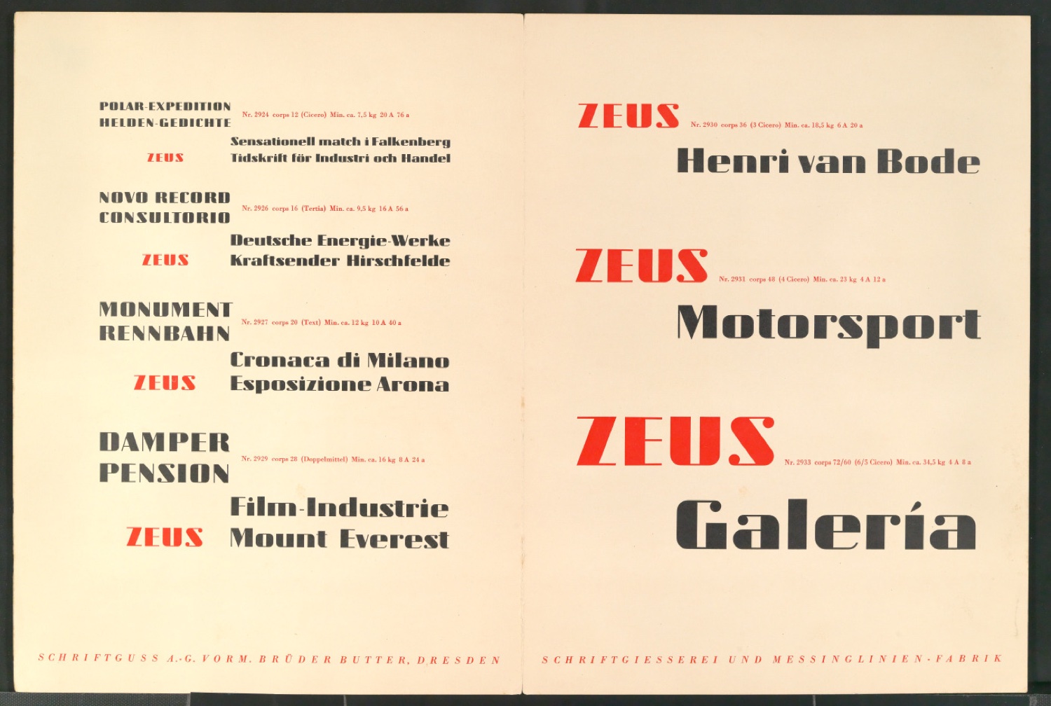 Schriftproben der Zeus — Blatt 9