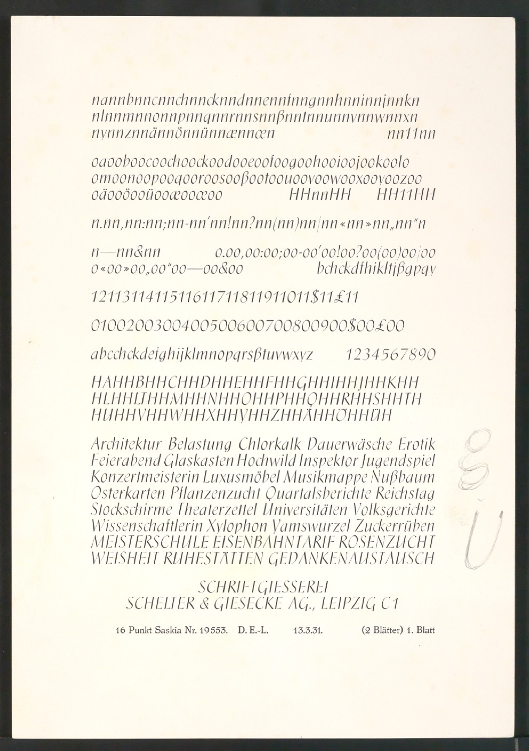 Schriftproben der Saskia — Blatt 5
