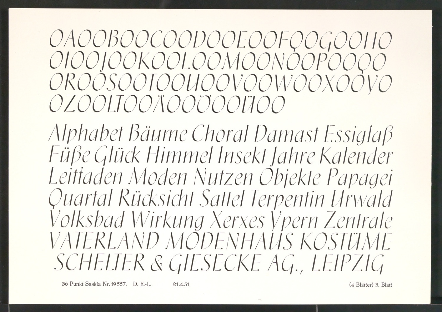 Schriftproben der Saskia — Blatt 19
