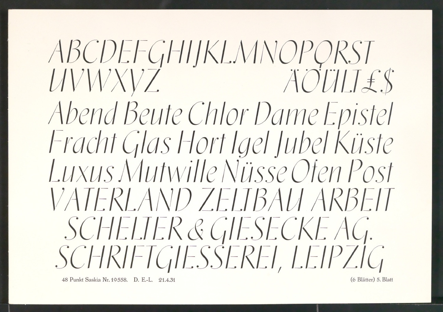 Schriftproben der Saskia — Blatt 27