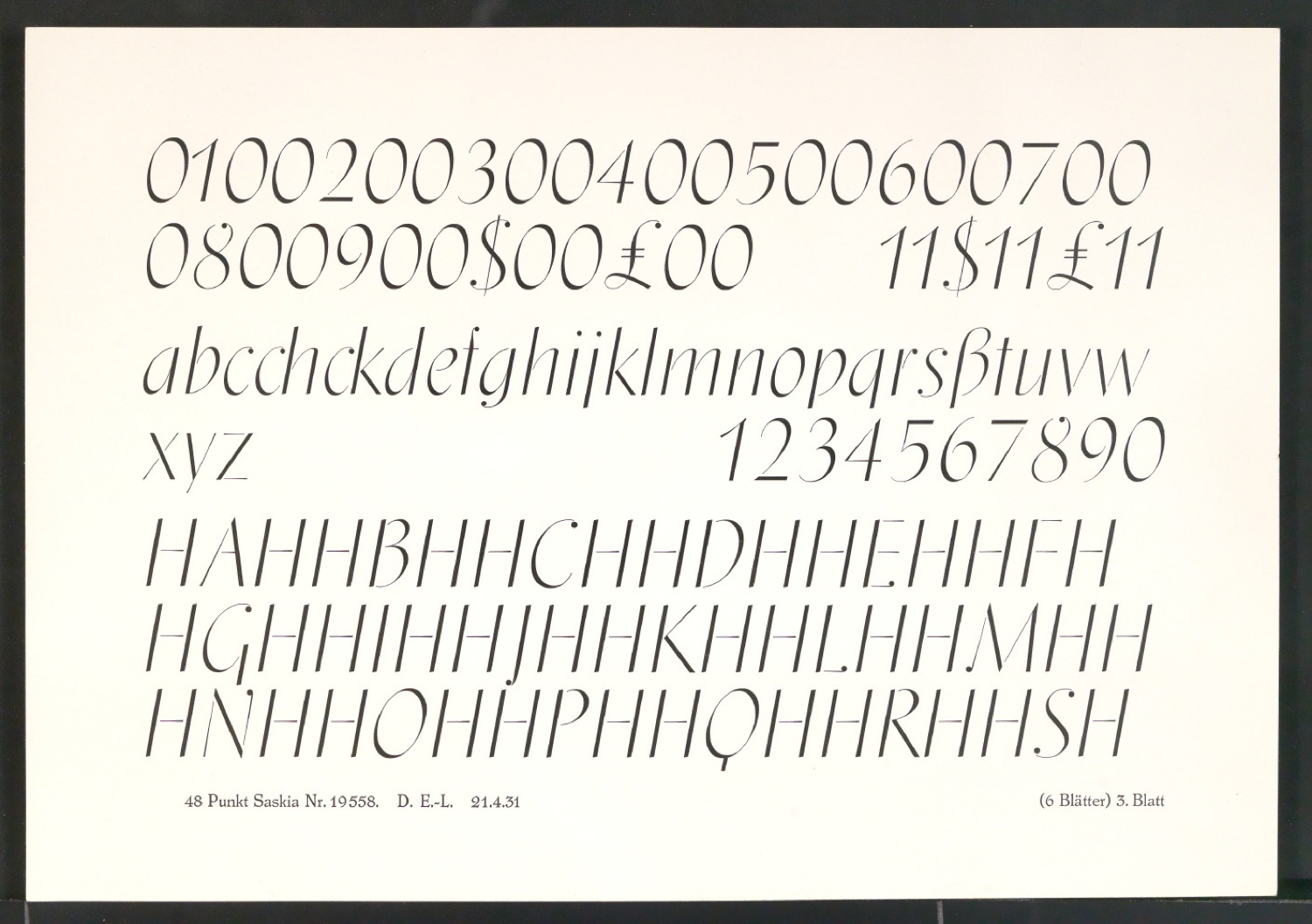 Schriftproben der Saskia — Blatt 31