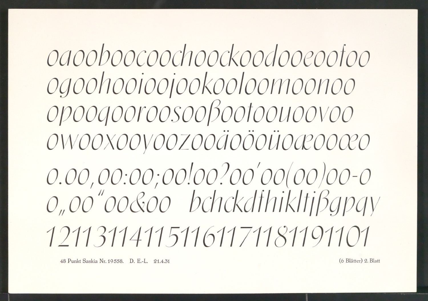 Schriftproben der Saskia — Blatt 33