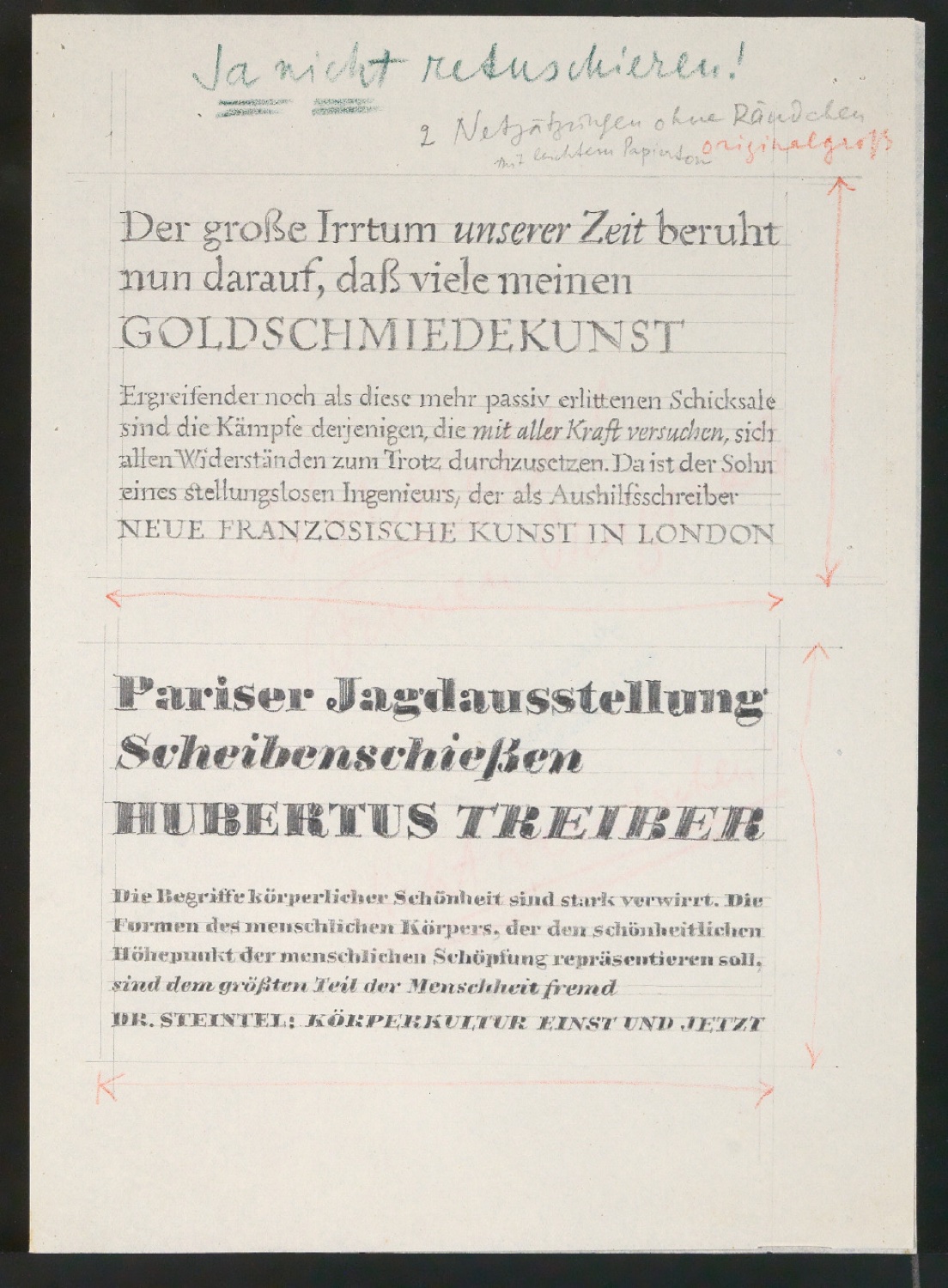 Entwurfsskizzen für Typografische Entwurfstechnik — Blatt 4