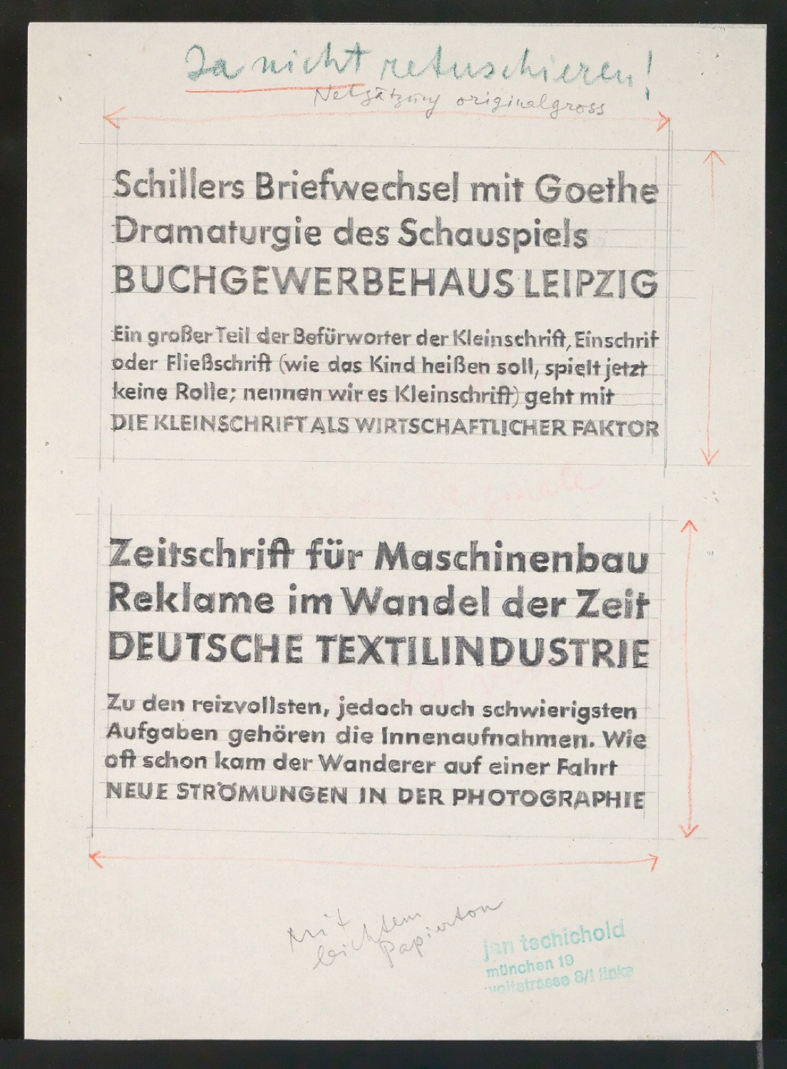 Entwurfsskizzen für Typografische Entwurfstechnik — Blatt 10