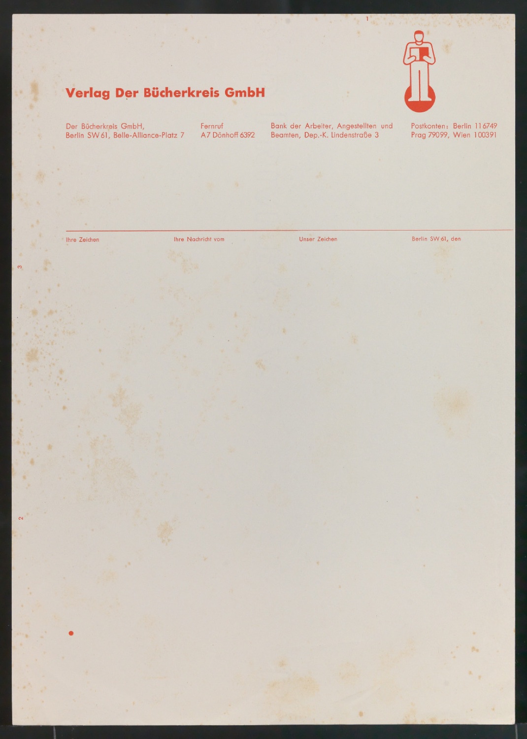 Briefbogen für Verlag Der Bücherkreis GmbH — Blatt 1