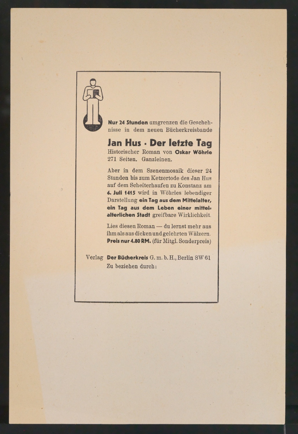 Entwurf und Probedruck von Werbeanzeige Jan Hus - Der letzte Tag — Blatt 3