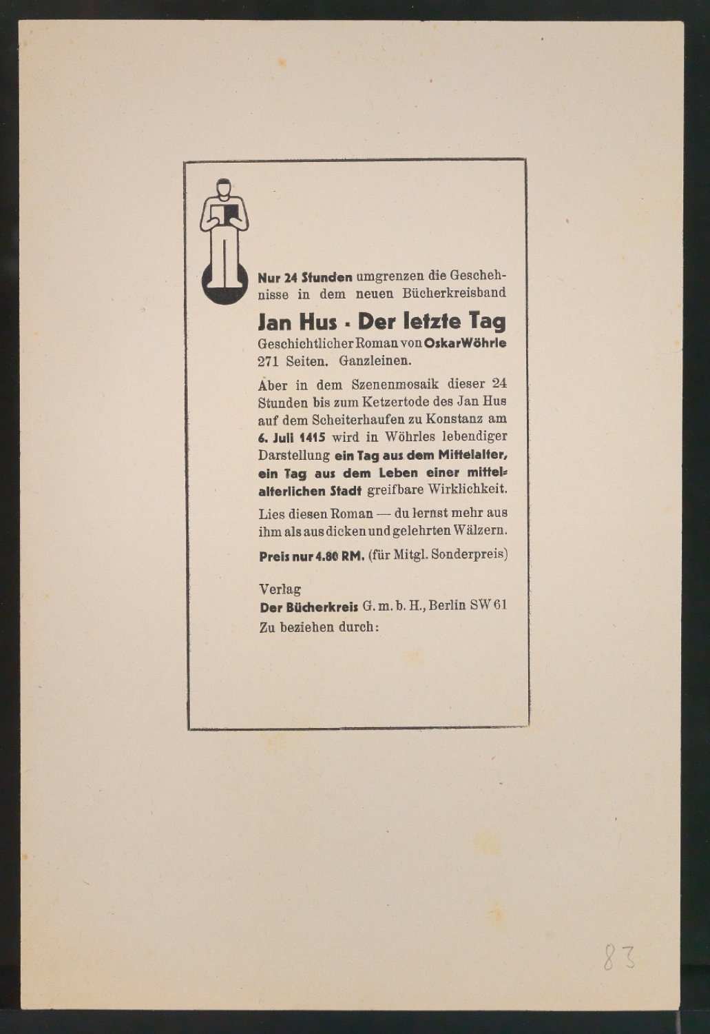 Entwurf und Probedruck von Werbeanzeige Jan Hus - Der letzte Tag — Blatt 5