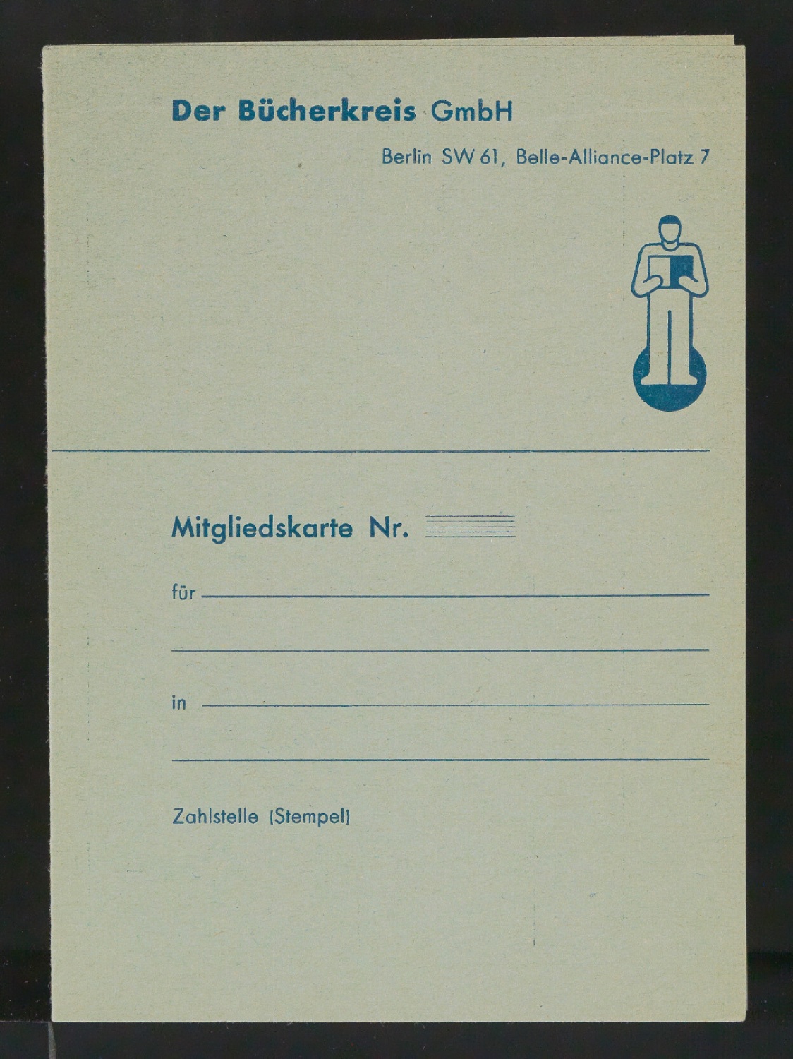Mitgliedskarte für Der Bücherkreis GmbH — Blatt 1